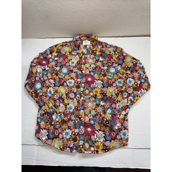 Tunevuse Other - Tunevuse Mens M Long Sleeve Button Up Hippie Shirt Retro Floral Colorful